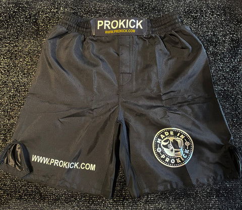 ProKick Shorts are back in stock - Sporting the classic black with white lettering combo, these shorts are a lightweight, machine washable and quick-drying must-have for all your kickboxing classes.